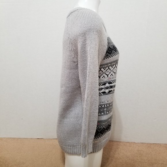 Old Navy sweater Large fair isle pullover sequin embellished knit holiday - Picture 4 of 13